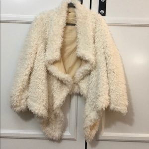 Free People white faux fur jacket